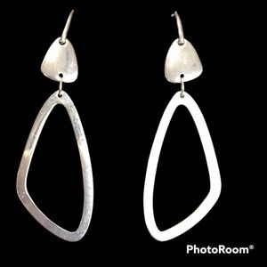 Kendra Scott Kira Drop Earrings Silver Geometric Minimalist Light Weight Dangle